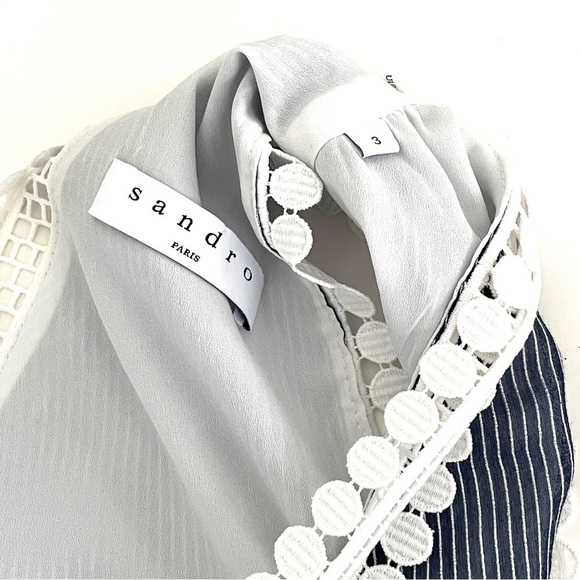 Sandro Lace-Trim V Neck Sleeveless Mini Dress - Picture 6 of 9